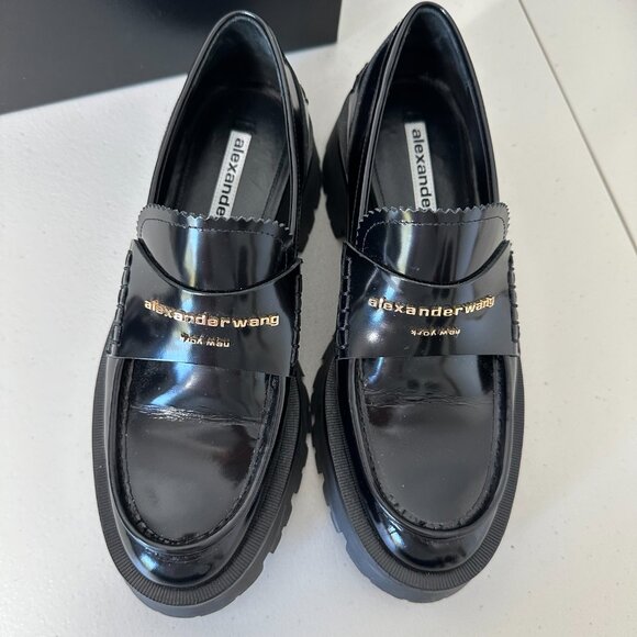 Alexander Wang Carter Lug Loafer Black Patent Leather Size 38 - Picture 1 of 16